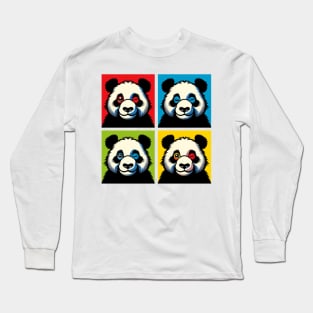 Pop Winking Panda - Funny Panda Art Long Sleeve T-Shirt